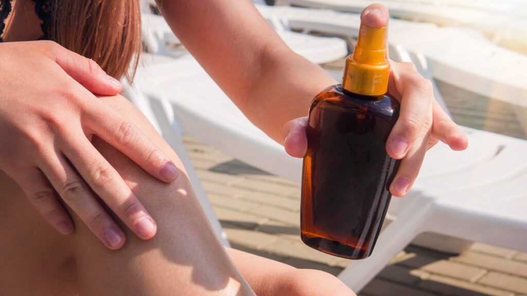 Woman getting a tan without sun