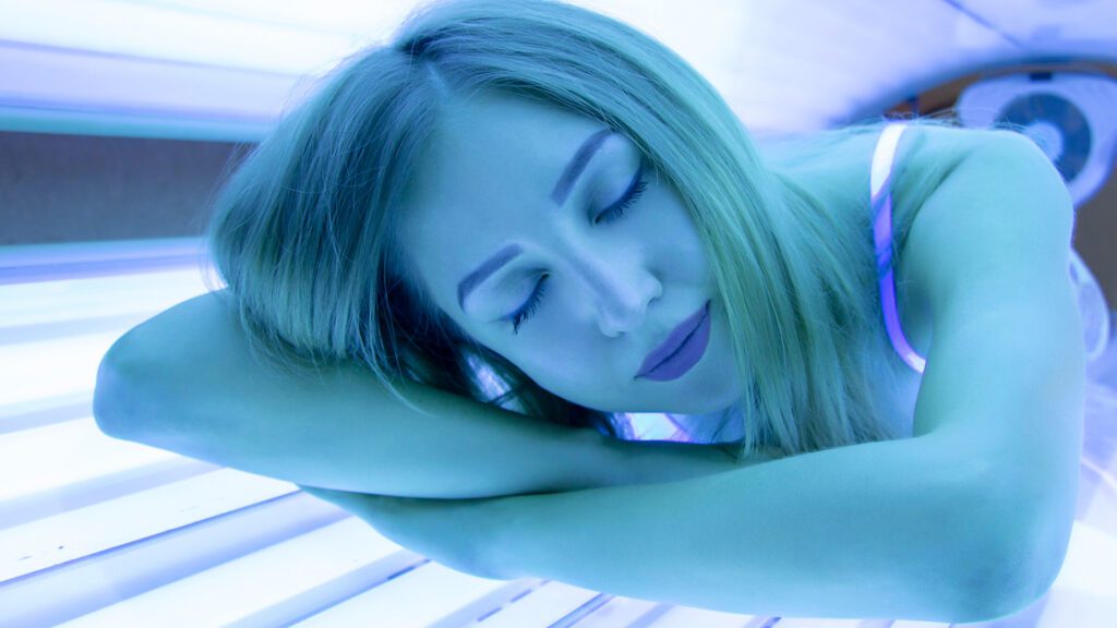Girl Using Tanning bed for vitamin D